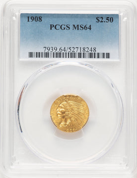 1908 $2.50 Indian Quarter Eagle PCGS MS64 (778883002)