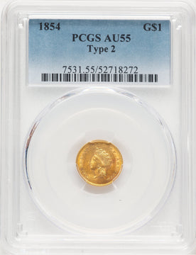 1854 G$1 Type Two Gold Dollar PCGS AU55 (778883016)