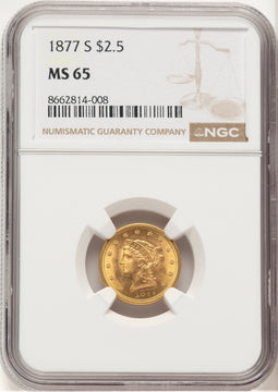 1877-S $2.50 Liberty Quarter Eagle NGC MS65