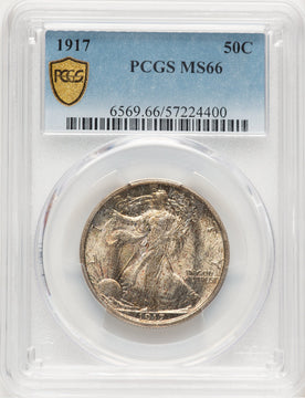 1917 50C Walking Liberty Half Dollar PCGS MS66