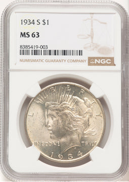 1934-S Peace Dollar NGC MS63