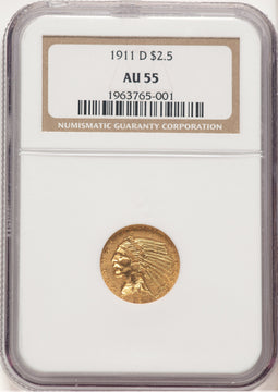 1911-D $2.50 Indian Quarter Eagle NGC AU55 (778970015)