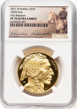 2021-W Proof Gold Buffalo 1 oz FR Theodore Roosevelt NGC PF70