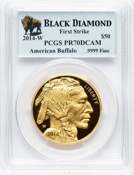 2014-W Proof Gold Buffalo 1 oz FS Black Diamond Bison Label PCGS PR70