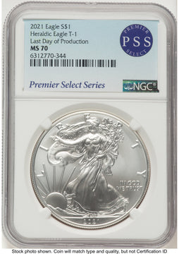 2021 Silver Eagle Type 1 Premier Select Series Last Day of Production NGC PF70