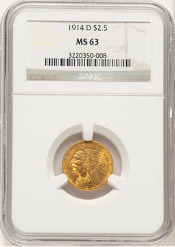 1914-D $2.50 Indian Quarter Eagle NGC MS63 (779092007)