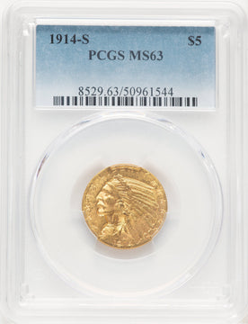 1914-S $5 Indian Half Eagle PCGS MS63 (779159003)