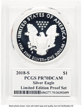 2018-S Proof Silver Eagle Limited Edition Proof Set 1 oz Premier Label PCGS PR70
