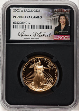 2002-W Proof Gold Eagle 1/2 oz Anna Cabral Prestige Treasurer Series NGC PF70