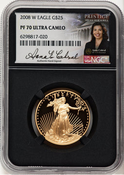 2008-W Proof Gold Eagle 1/2 oz Anna Cabral Prestige Treasurer Series NGC PF70