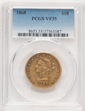 1868 $10 Blue Gradient Liberty Eagle PCGS VF35