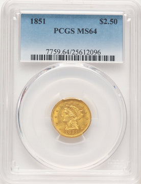 1851 $2.50 Blue Gradient Liberty Quarter Eagle PCGS MS64