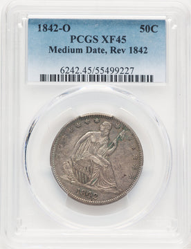 1842-O 50C Medium Date Seated Half Dollar PCGS XF45