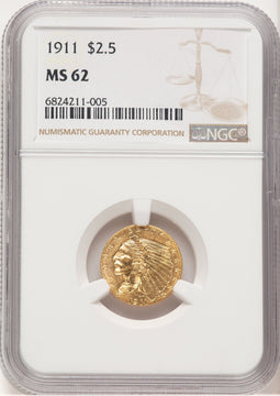 1911 $2.50 Indian Quarter Eagle NGC MS62 (779282010)