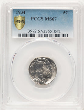 1934 5C Buffalo Nickel PCGS MS67