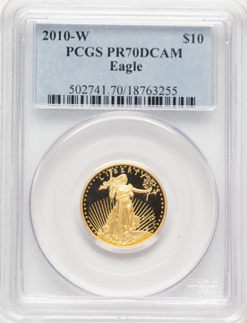 2010-W Proof Gold Eagle 1/4 oz Blue Label PCGS PR70
