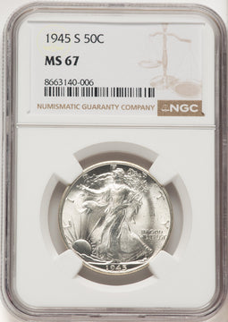 1945-S 50C Walking Liberty Half Dollar NGC MS67 (779460003)
