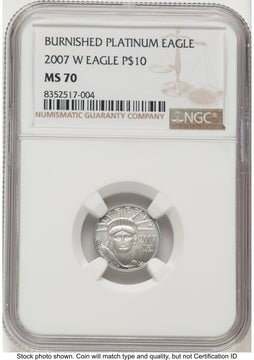 2007-W Burnished Platinum Eagle 1.85 oz 1.85 oz Brown Label NGC MS70 2007-W Burnished Platinum Eagle 1.85 oz 1.85 oz Brown Label NGC MS70