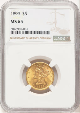 1899 $5 Liberty Half Eagle NGC MS65 (779570007)