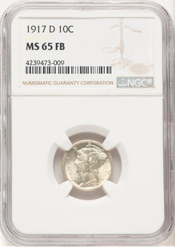 1917-D 10C FB Mercury Dime NGC MS65 (779691004)