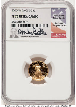 2005-W Proof Gold Eagle 1/10 oz Mike Castle NGC PF70