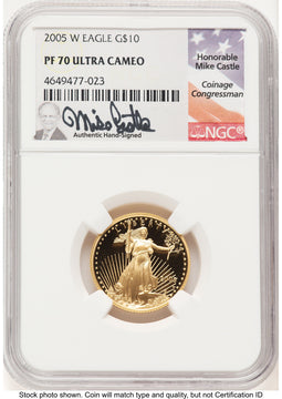 2005-W Proof Gold Eagle 1/4 oz Mike Castle NGC PF70