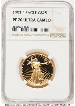 1993-P Proof Gold Eagle 1/2 oz Brown Label NGC PF70