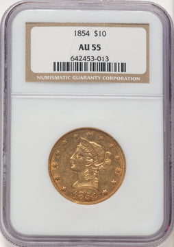 1854 $10 Liberty Eagle NGC AU55 1854 $10 Liberty Eagle NGC AU55