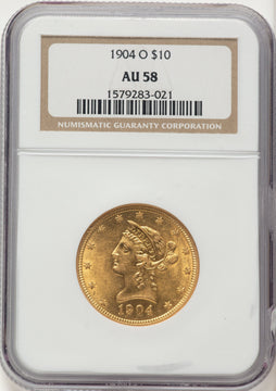 1904-O $10 Liberty Eagle NGC AU58 1904-O $10 Liberty Eagle NGC AU58