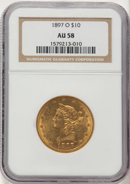 1897-O $10 Liberty Eagle NGC AU58 1897-O $10 Liberty Eagle NGC AU58