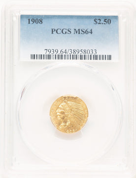 1908 $2.50 Blue Gradient Indian Quarter Eagle PCGS MS64