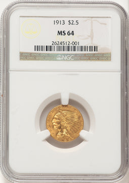 1913 $2.50 Indian Quarter Eagle NGC MS64 (779951019)