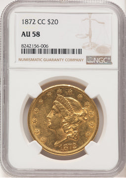 1872-CC $20 Liberty Double Eagle NGC AU58 (780000013)