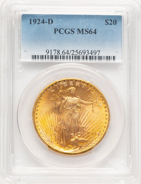 1924-D $20 Saint-Gaudens Double Eagle PCGS MS64