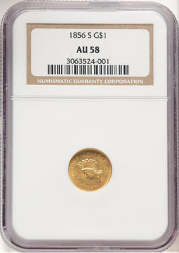 1856-S G$1 Type 2 Gold Dollar NGC AU58 (780003024)