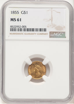 1855 G$1 Type Two Gold Dollar NGC MS61 (780078004)