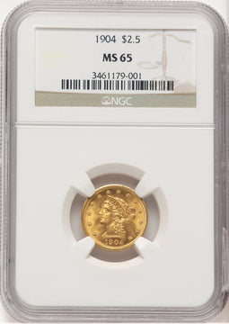 1904 $2.50 Liberty Quarter Eagle NGC MS65 (780078008)