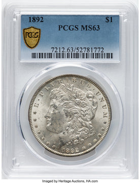 1892 Morgan Dollar PCGS MS63 (780153006)