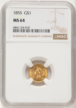 1855 G$1 Type Two Gold Dollar NGC MS64 (780269012)
