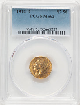 1914-D $2.50 Indian Quarter Eagle PCGS MS62 (780326041)