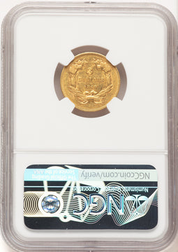 1860 $3 Three Dollar Gold Pieces NGC AU58 (780378007)