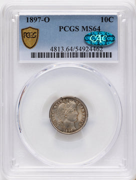 1897-O 10C CAC Barber Dime PCGS MS64 1897-O 10C CAC Barber Dime PCGS MS64