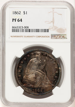 1862 Proof Seated Dollar NGC PR64