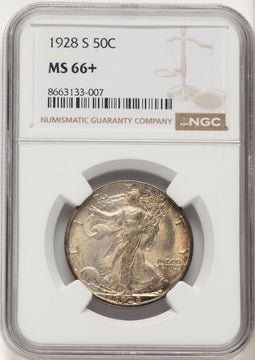 1928-S 50C Walking Liberty Half Dollar NGC MS66+