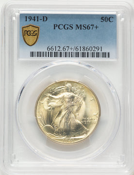 1941-D 50C Walking Liberty Half Dollar PCGS MS67+