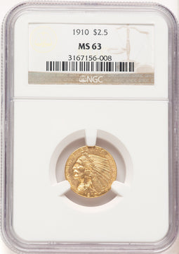 1910 $2.50 Indian Quarter Eagle NGC MS63 (780477002)