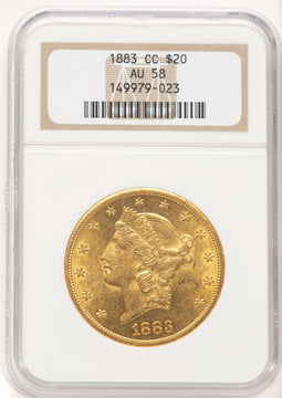 1883-CC $20 Liberty Double Eagle NGC AU58 (780502003)