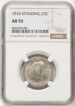 1916 25C Standing Liberty Standing Liberty Quarter NGC AU55