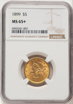 1899 $5 Liberty Half Eagle NGC MS65+ (780578094)