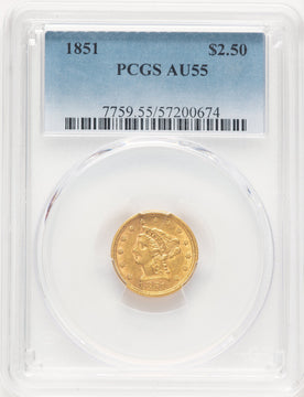1851 $2.50 Liberty Quarter Eagle PCGS AU55 (780578151)